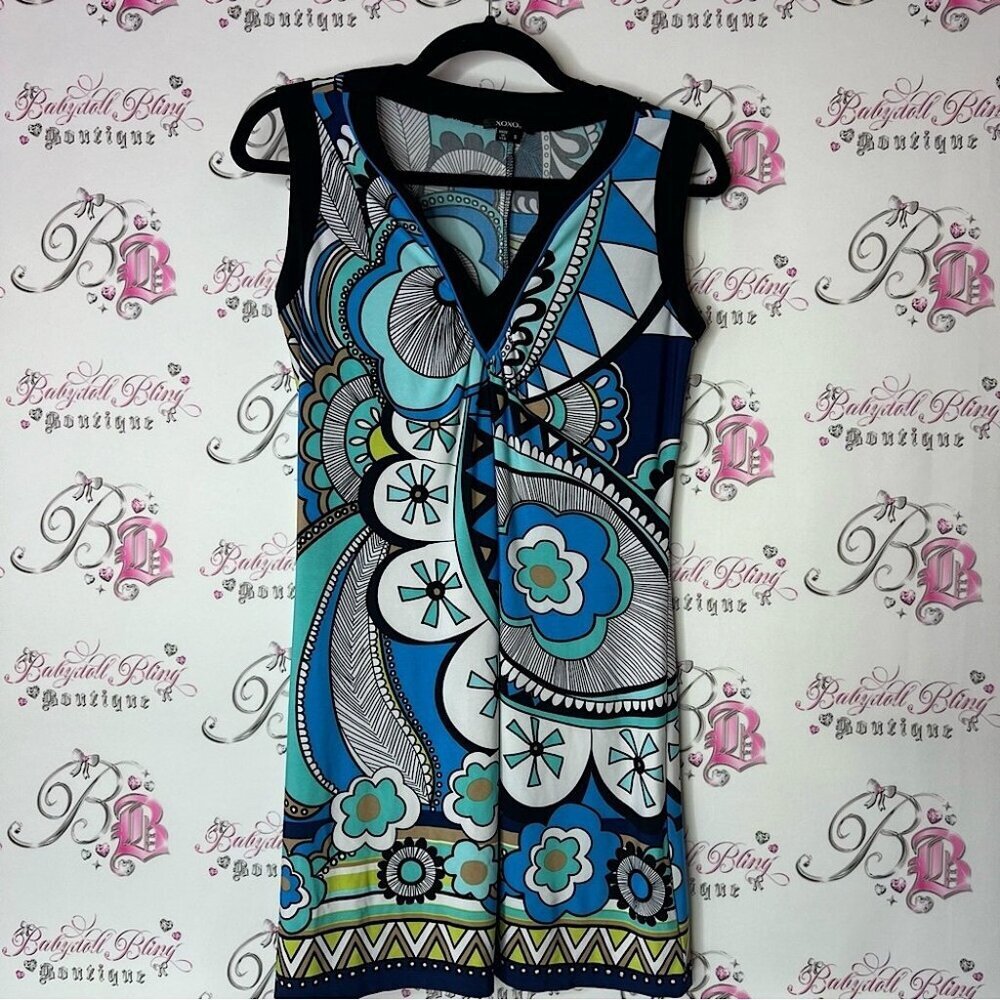 Xoxo dress paisley boho Vibrant Blue and Green Sleeveless Dress